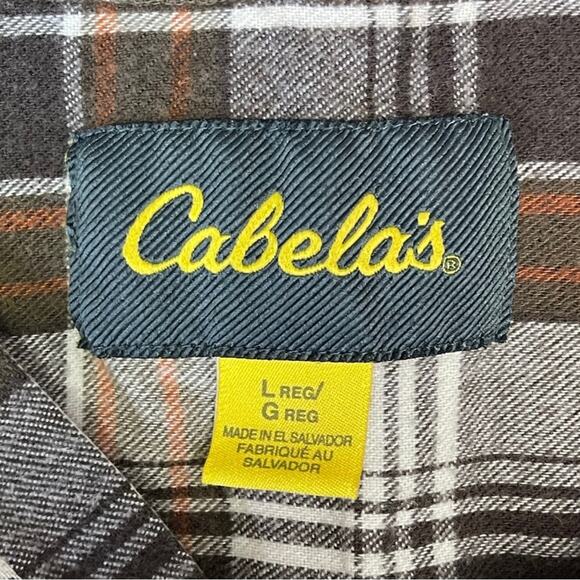 Cabela’s flannel shirt brown plaid warm cozy size large - Picture 3 of 4